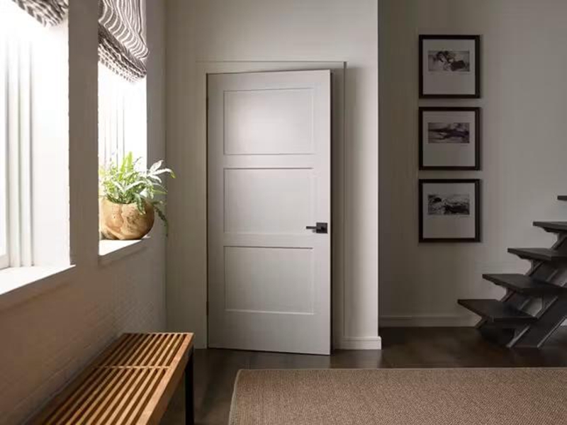 Modern Style Regular Shape Matte White PVC Membrane Pressed Interior Doors