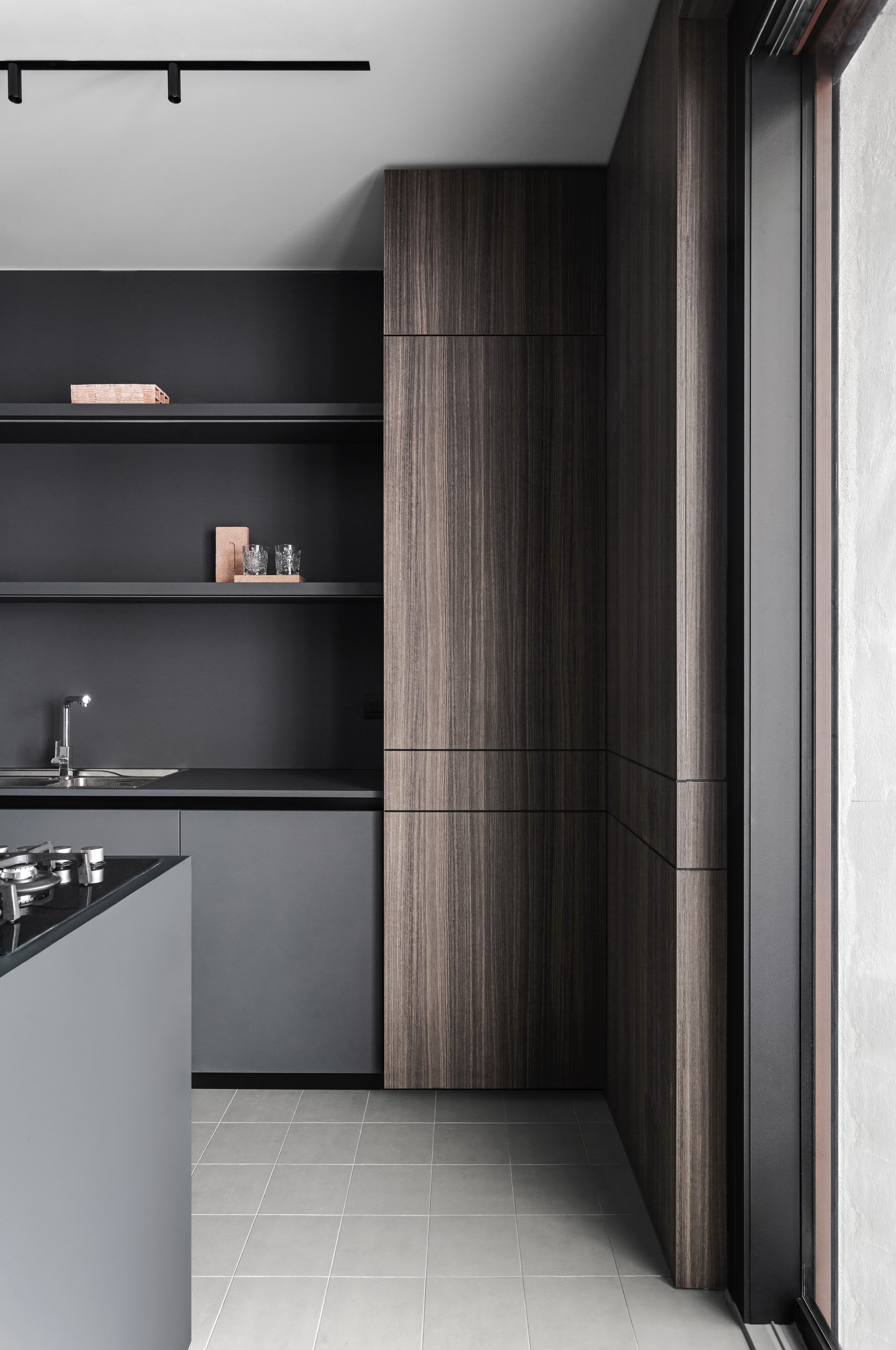 Matte grey kitchen cabinet