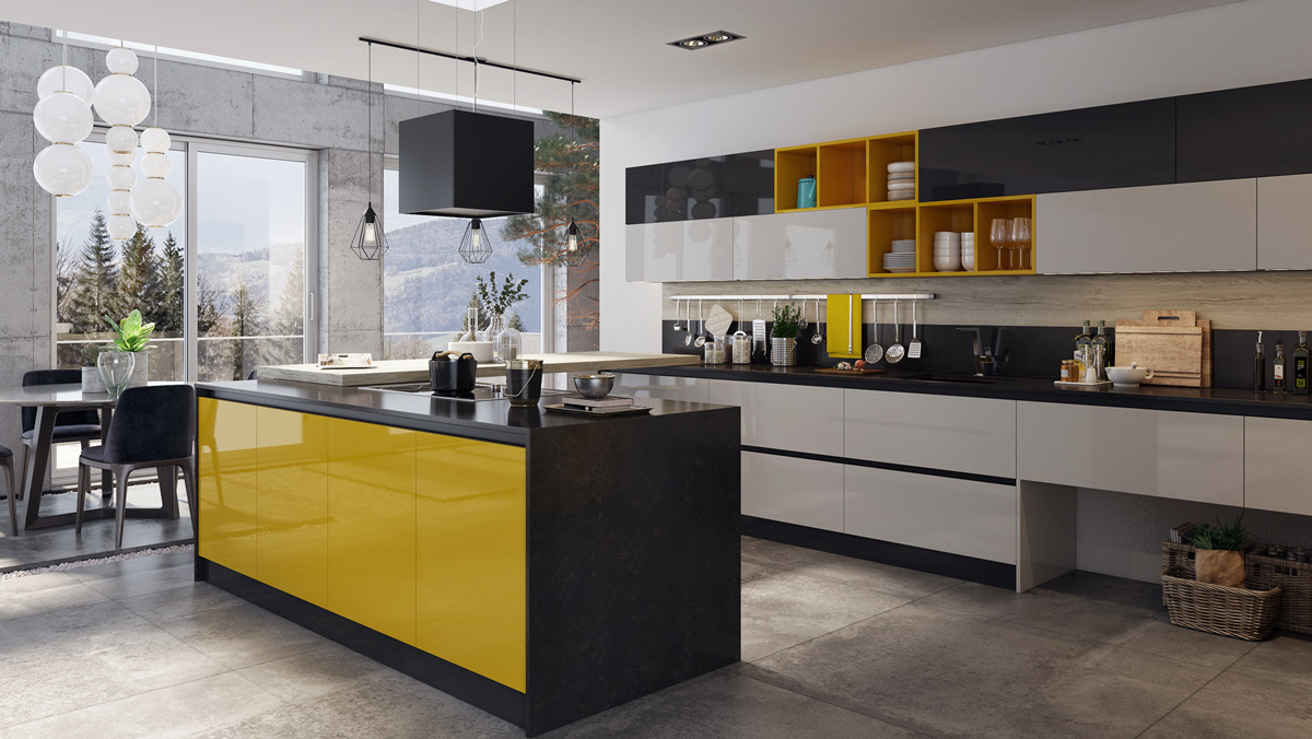 colored kitchen cabinet
