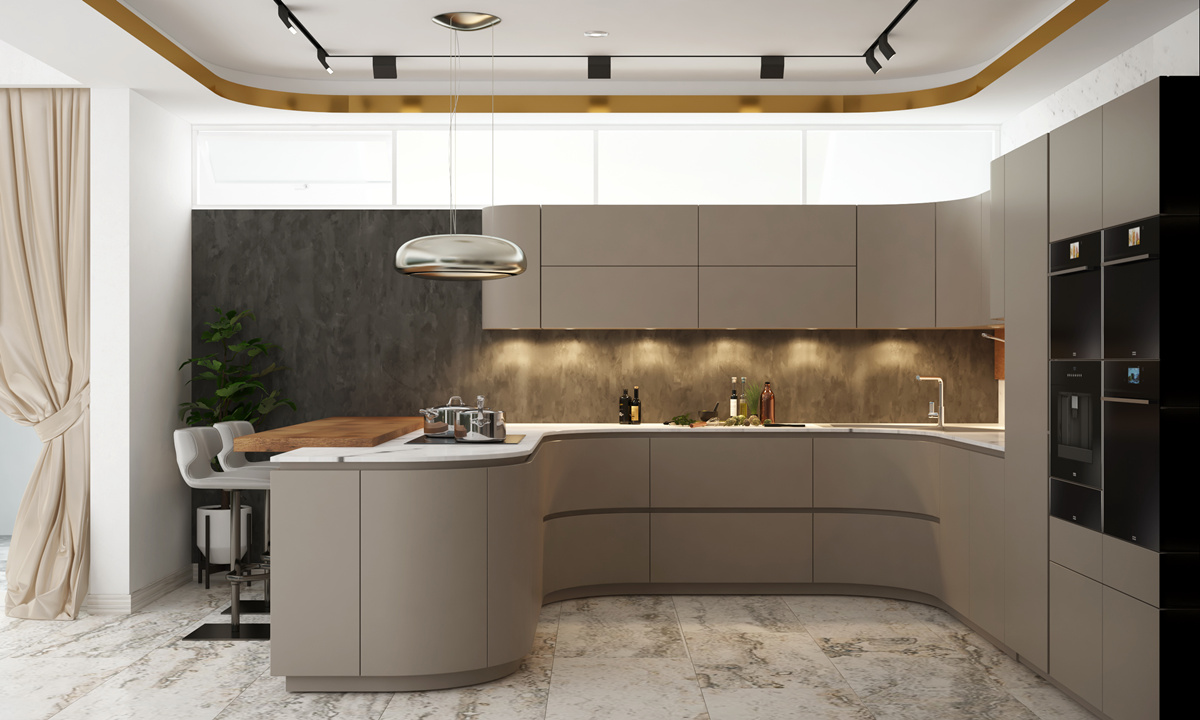 Beige Kitchen Cabinet Design