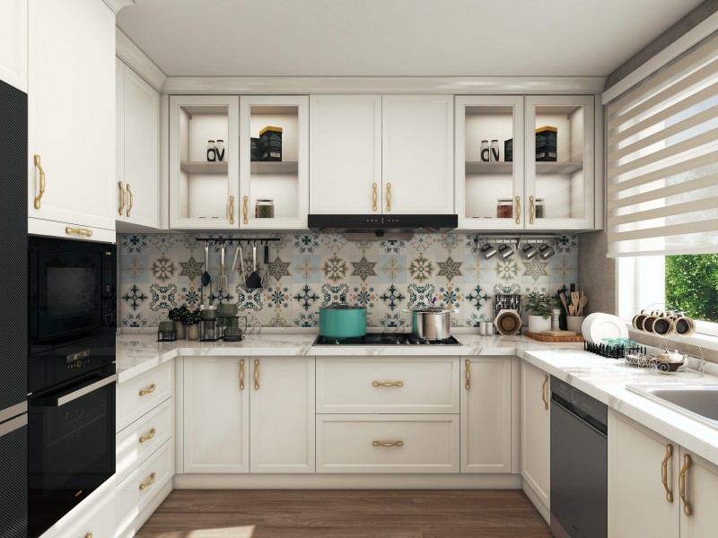 White Shaker Style Lacquer Finished Kitchen 