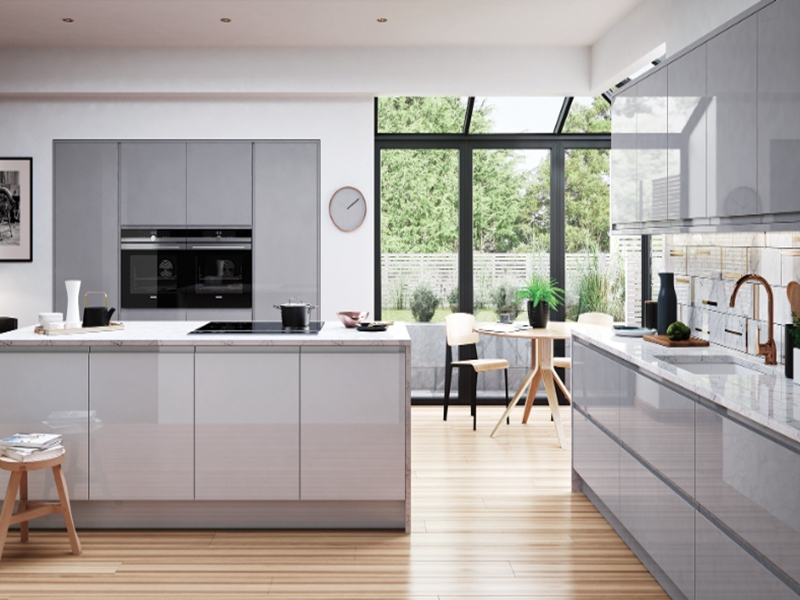  YALIG gray gloss acrylic board wood kitchen cabinets