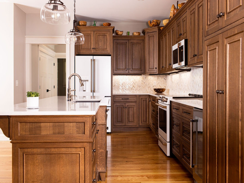 YALIG High Quality Modular Design Walnut Color Door Panel Kitchen Cabinet