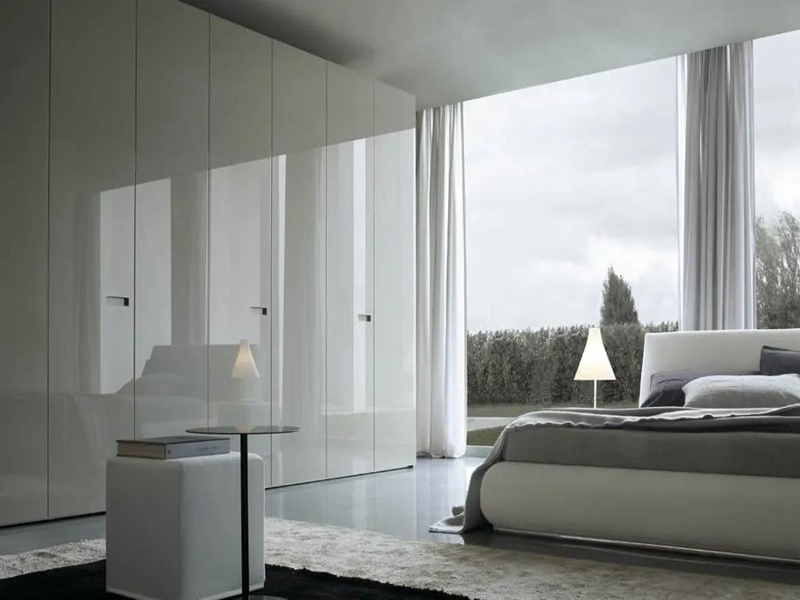 Minimalist High Gloss Flat Solid Wood Bedroom Wardrobe With Good Looking Designs