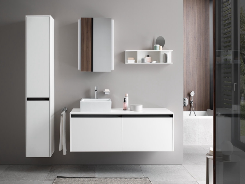 Minimalist White Solid Wood Bathroom Vanity with Multi-Storage Wall Mounted Bathroom Cabinet