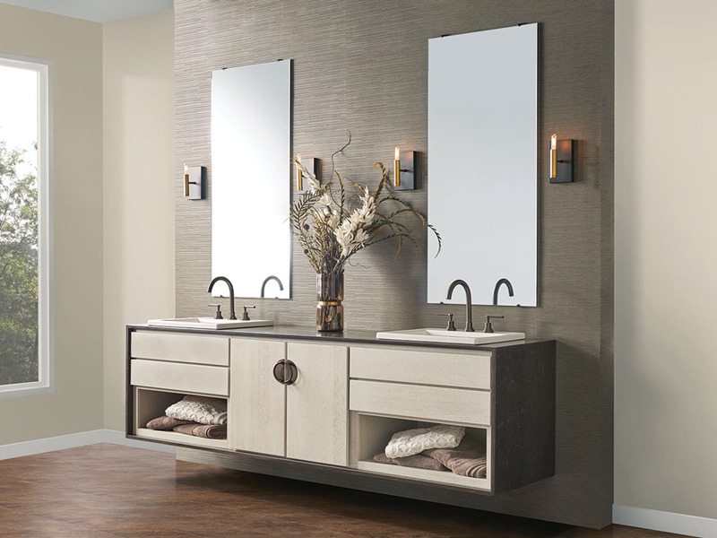 Popular French Style Solid Wood Bathroom Vanity with Matte Cream Finish
