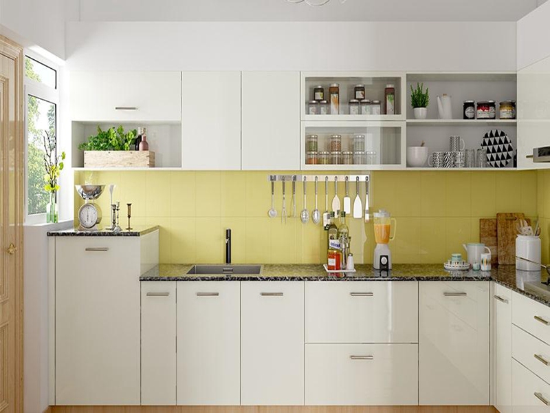 Modern Style White Stylish Flat Panel Solid Wood Kitchen Cabinets
