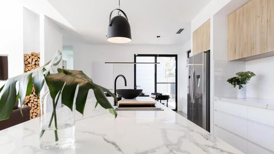 marble countertop of kitchen cabinet