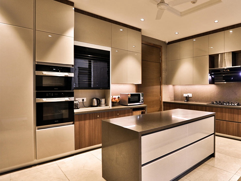 Modern Style Solid Color Glossy Acrylic Finished  Wood Kitchen Cabinets 