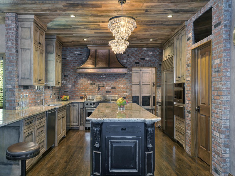 Rustic Style Solid Wood Panel Kitchen Cabinets with Beautiful Decoration