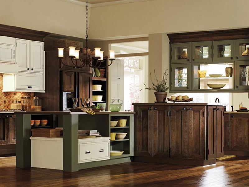 earthy color of rustic kitchen cabinet