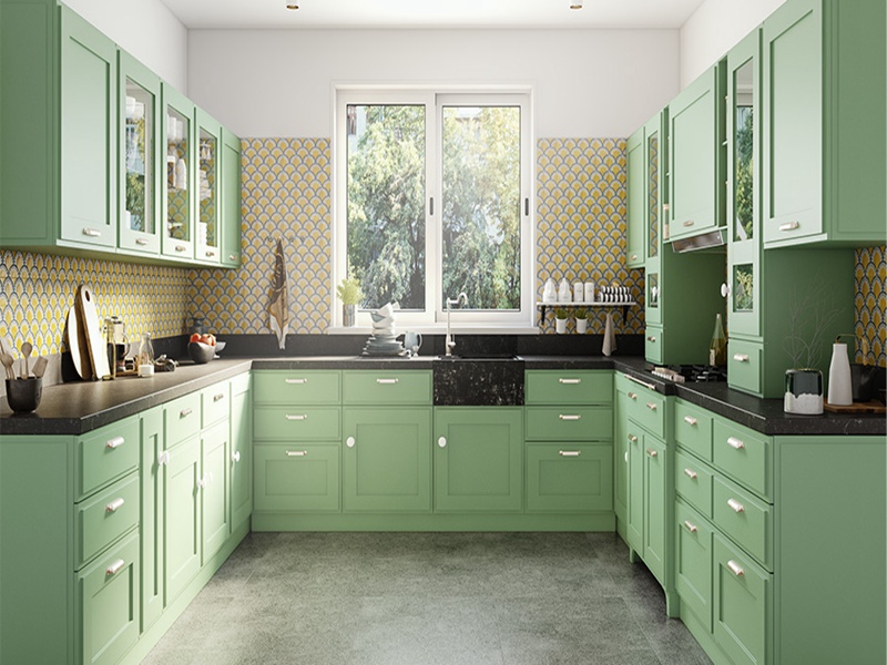 U-shaped kitchen cabinets