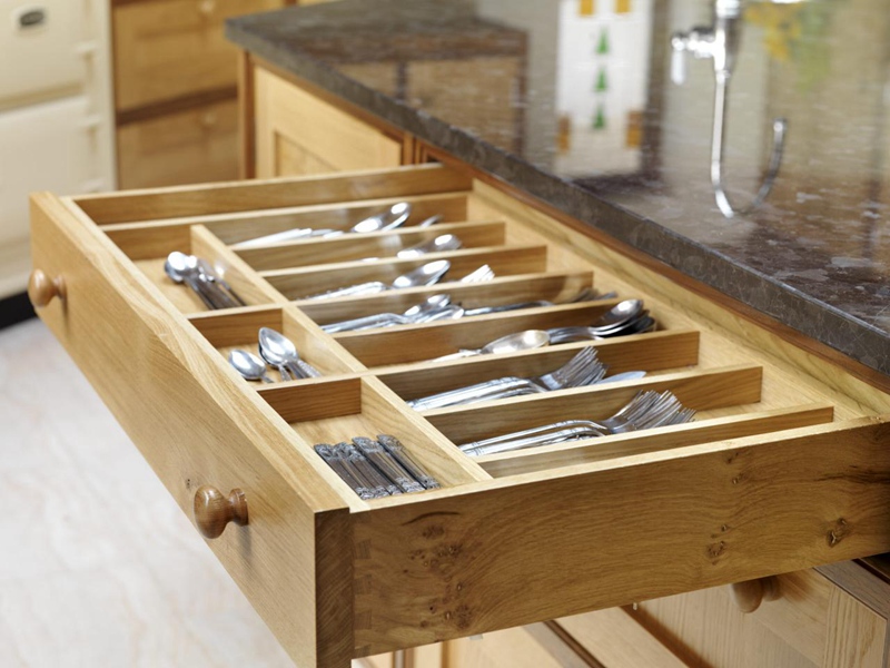 cutlery drawer of kitchen cabinet