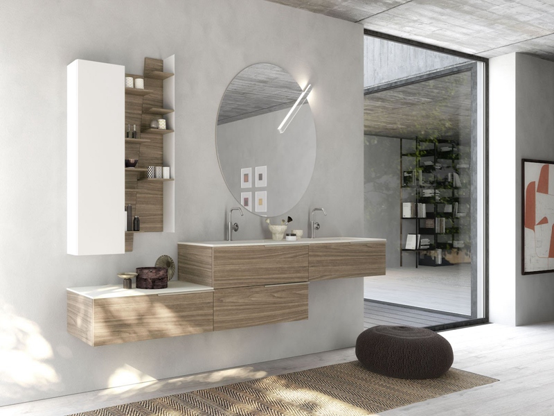 Stylish  Wood Grain Bathroom Vanity Handle Free Designs