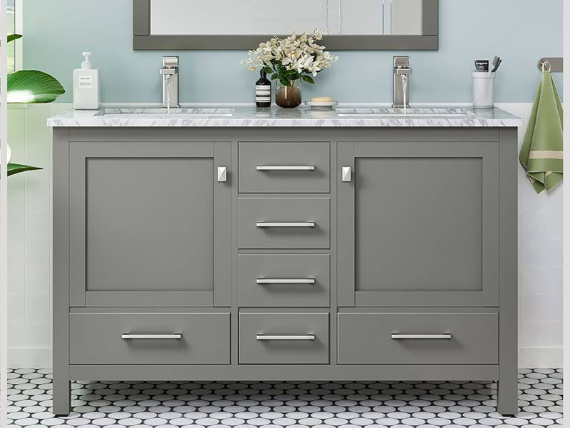 bathroom cabinet with modern handles 