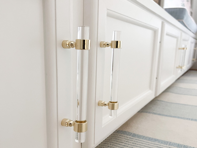 bathroom cabinet with acrylic handles