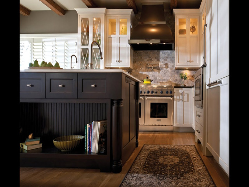 Shaker Style Solid Kitchen Cabinet with Black and White Lacquer Finish