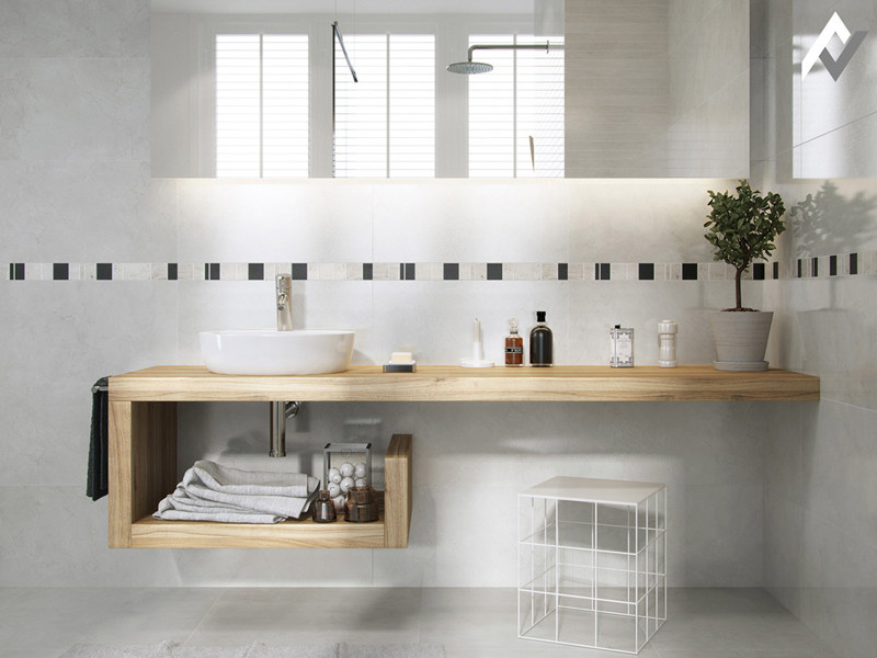 Minimalist Geometric Design Solid Wood Bathroom Cabinet