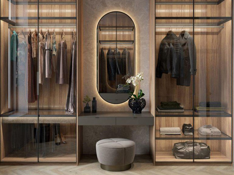 wardrobe with led mirror