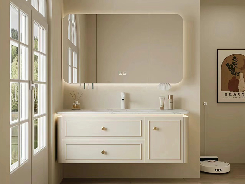 bathroom vanity with sink and mirror