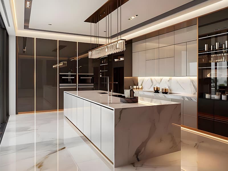 High-gloss luxury kitchen cabinets
