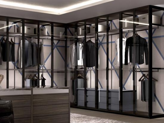 Top Quality High-end Customized Glass Door Wardrobe Walk in Closet For Villa