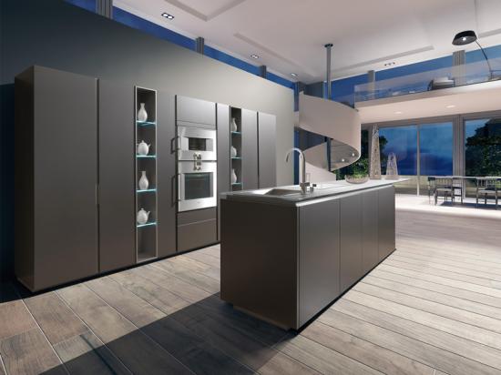 Matte Grey Kitchen Cabinet