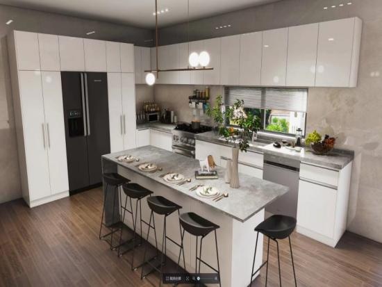 YALIG modern kitchen cabinets 2023 luxury kitchen top cabinet solid wood pantry kitchen cabinet