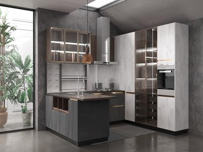 Matte Melamine Finish Kitchen Cabinets