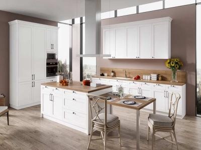 White Kitchen Cabinets with Panel Shape
