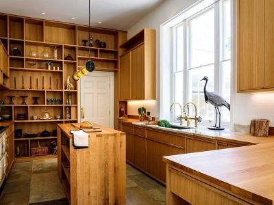 Kitchen Cabinet with Beautiful Log Panel