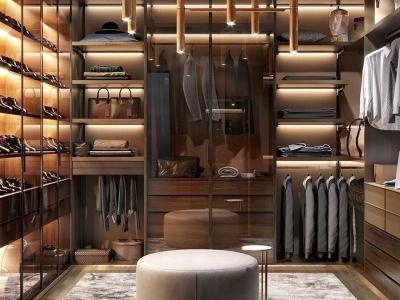 Minimalist walk in wardrobe