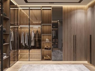 Modern Minimalist Solid Wood Walk-in Wardrobe