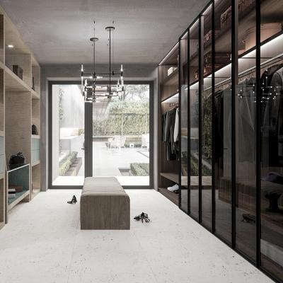 Glass Door Wooden Walk in Closet