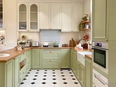 Light French Style Wood Kitchen Cabinet