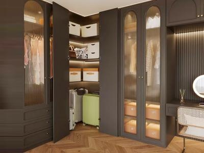 European Style Light Luxury Multi-Storage Space Corner Wardrobe