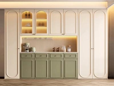 French Light Cream Style Closet Customized Design Light Luxury Living Room Bedroom Wardrobe with LED Light bar - YALIG