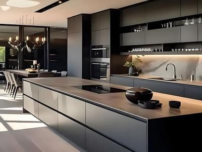 Factory Custom Modern Matte Dark Grey Kitchen Cabinet