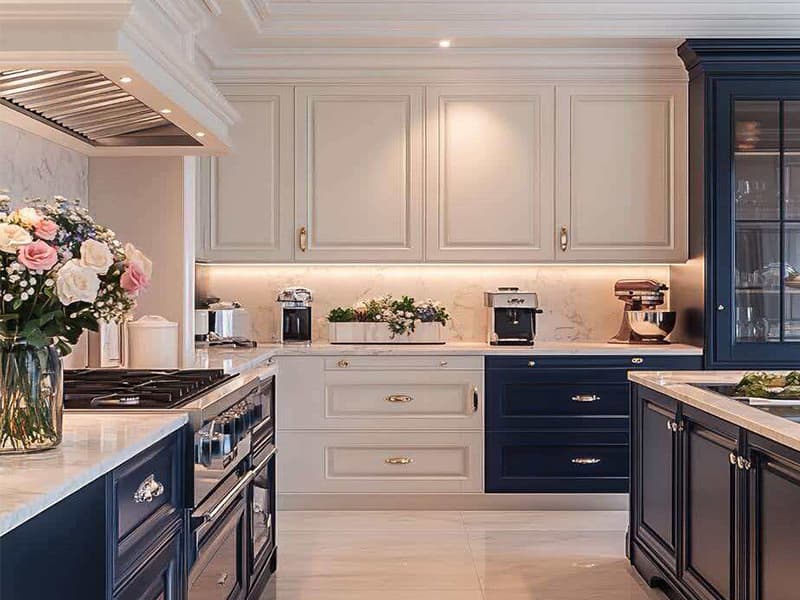 Classic Shaker Wood Kitchen Cupboard Custom Lacquer Modular Kitchen Cabinets for Villa Apartment
