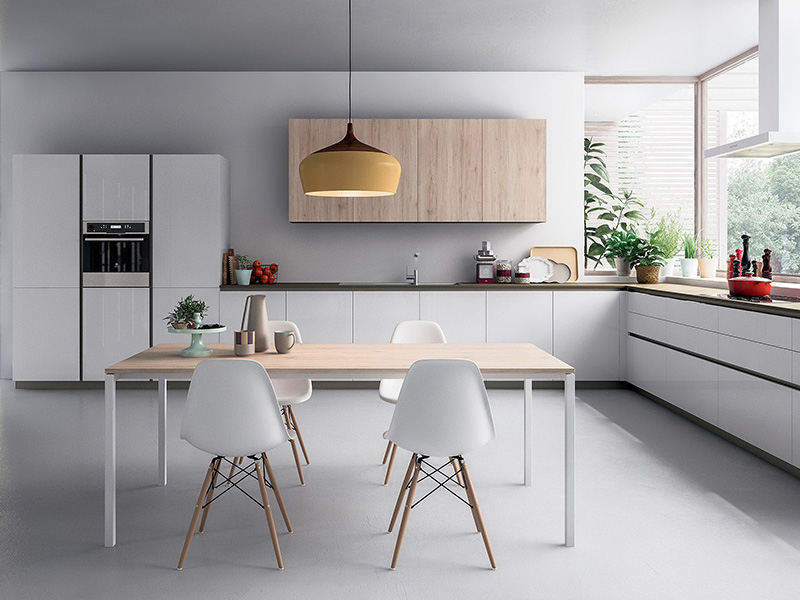 Matte White Lacquer Kitchen Cabinets Custom Wooden Modern Minimalist L Shaped Kitchen Cabinets
