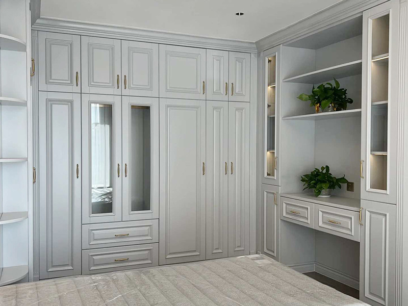 Factory Custom Shaker Design American Style Gray Wood Storage Bedroom Furniture Wardrobes Closet