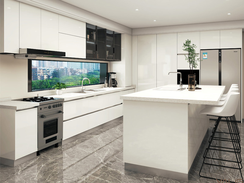 White high gloss modern kitchen -design case